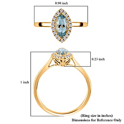 Certified & Appraised Iliana AAA Santa Maria Aquamarine and G-H SI Diamond 1.10 ctw Halo Ring in 18K Yellow Gold (Size 8.0)