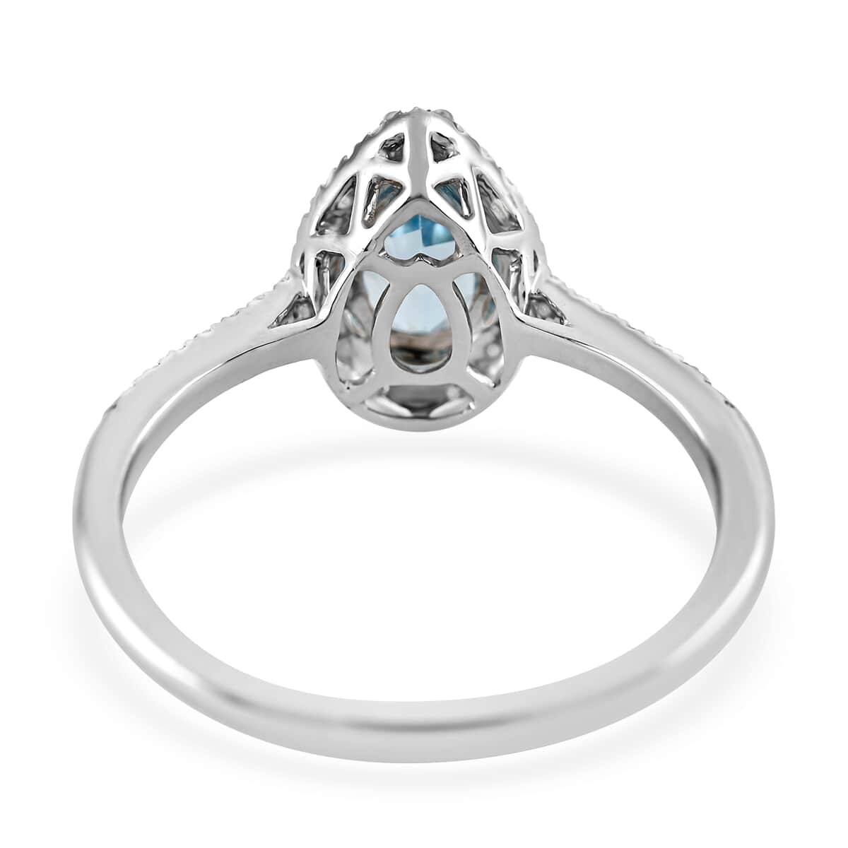 Certified and Appraised Iliana 18K White Gold AAA Santa Maria Aquamarine and G-H SI Diamond Halo Ring (Size 8.0) 2.85 Grams 1.00 ctw image number 4