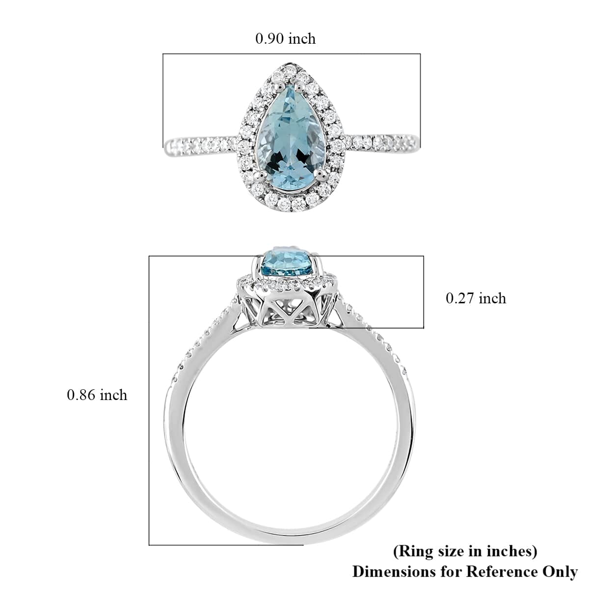 Certified and Appraised Iliana 18K White Gold AAA Santa Maria Aquamarine and G-H SI Diamond Halo Ring (Size 8.0) 2.85 Grams 1.00 ctw image number 5