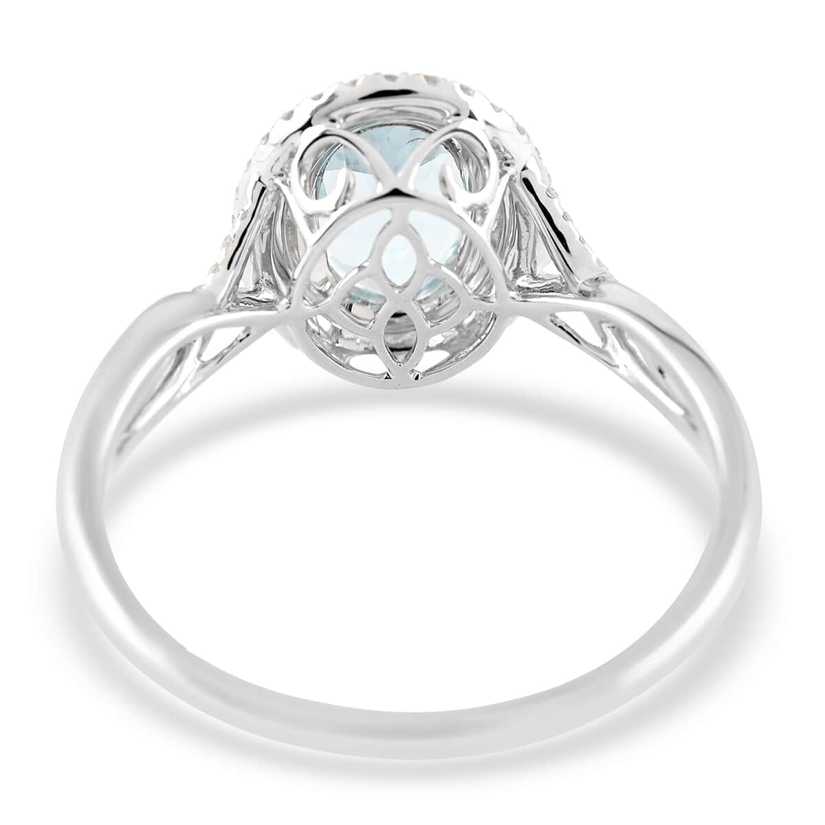 Certified & Appraised ILIANA 18K White Gold AAA Santa Maria Aquamarine and G-H SI Diamond Double Halo Ring 3.80 Grams 2.20 ctw image number 4