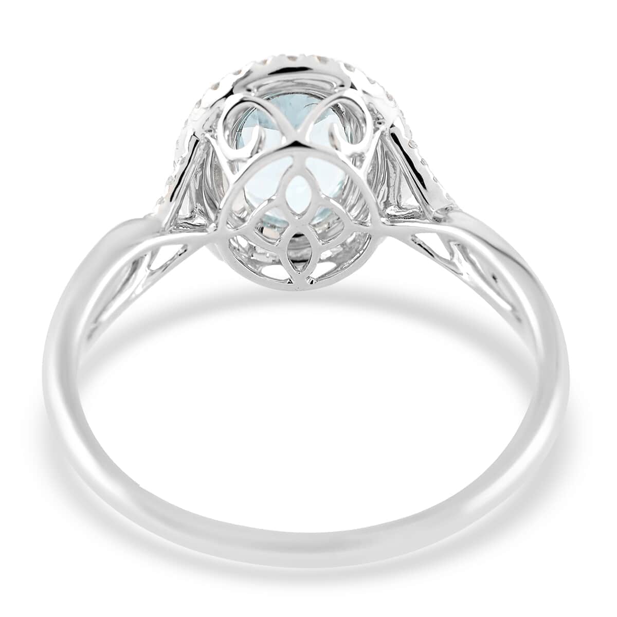 Iliana AAA Santa Maria Aquamarine and G-H SI Diamond 2.20 ctw Double Halo Ring in 18K White Gold (Size 7.0) image number 4