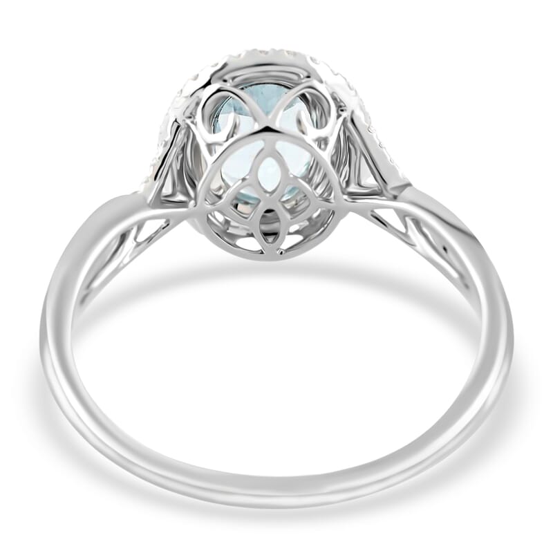 Iliana AAA Santa Maria Aquamarine and G-H SI Diamond 2.20 ctw Double Halo Ring in 18K White Gold (Size 9.0)