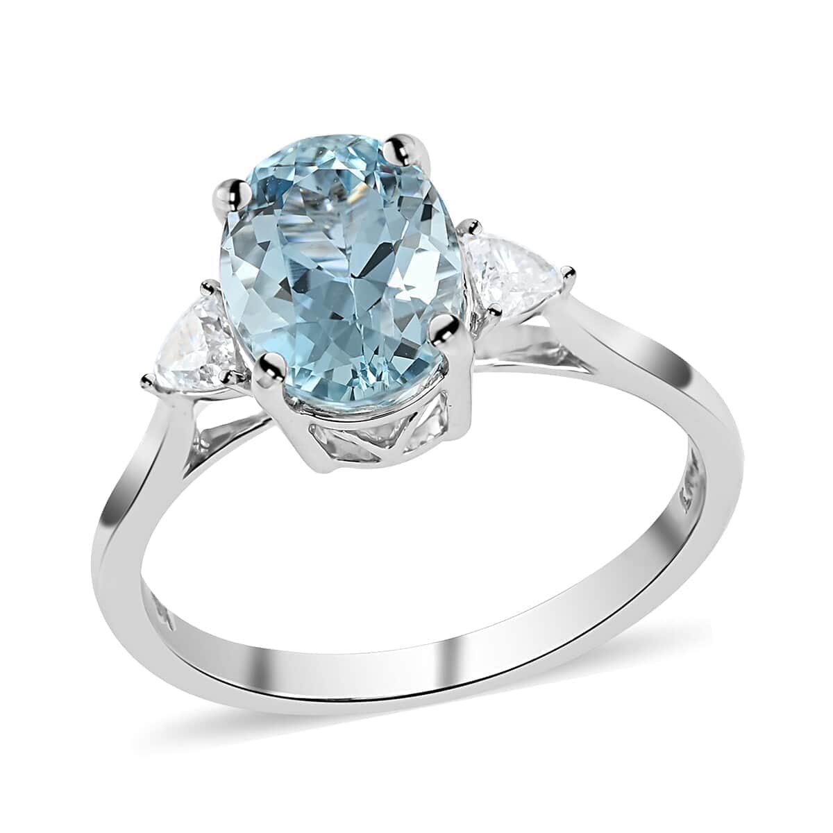 Certified & Appraised ILIANA 18K White Gold AAA Santa Maria Aquamarine and Diamond G-H SI Solitaire Ring (Size 10.0) 2.80 Grams 2.00 ctw image number 0