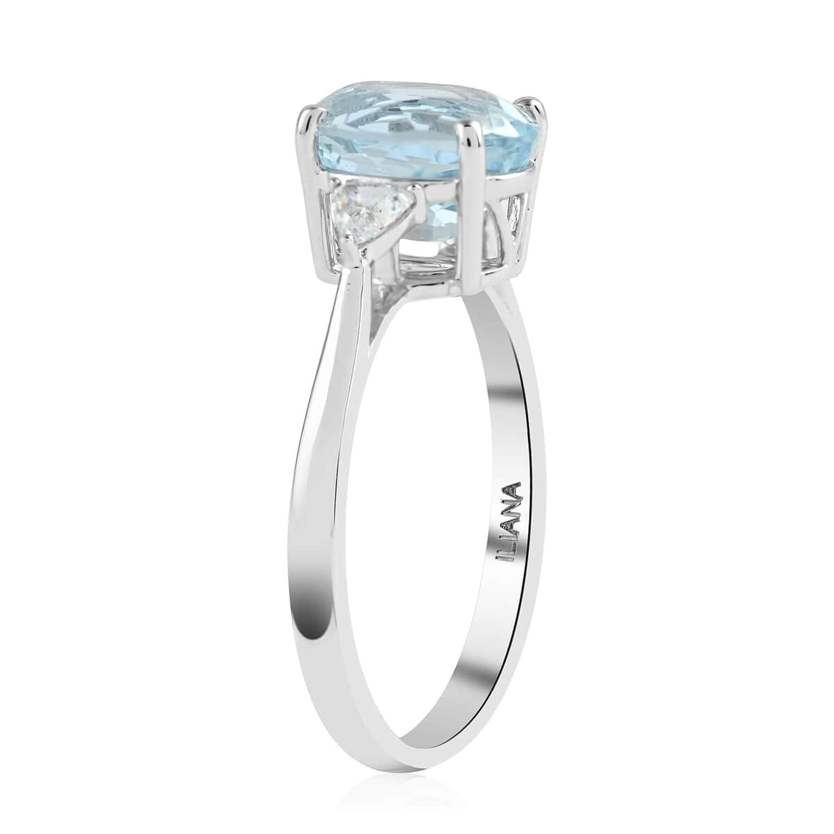 Certified & Appraised ILIANA 18K White Gold AAA Santa Maria Aquamarine and Diamond G-H SI Solitaire Ring (Size 10.0) 2.80 Grams 2.00 ctw image number 3