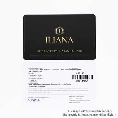 Certified & Appraised Iliana 18K Yellow Gold AAA Santa Maria Aquamarine and G-H SI Diamond Halo Stud Earrings 1.90 ctw image number 7