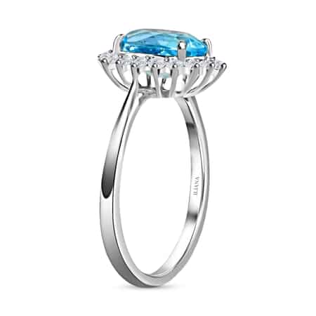 Certified & Appraised Iliana 18K White Gold AAA Santa Maria Aquamarine and G-H SI Diamond Halo Ring (Size 10.0) 2.10 ctw image number 3