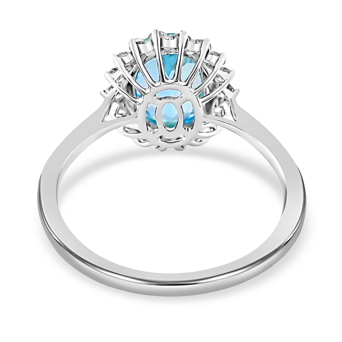 Certified & Appraised Iliana 18K White Gold AAA Santa Maria Aquamarine and G-H SI Diamond Halo Ring (Size 7.0) 2.10 ctw image number 4