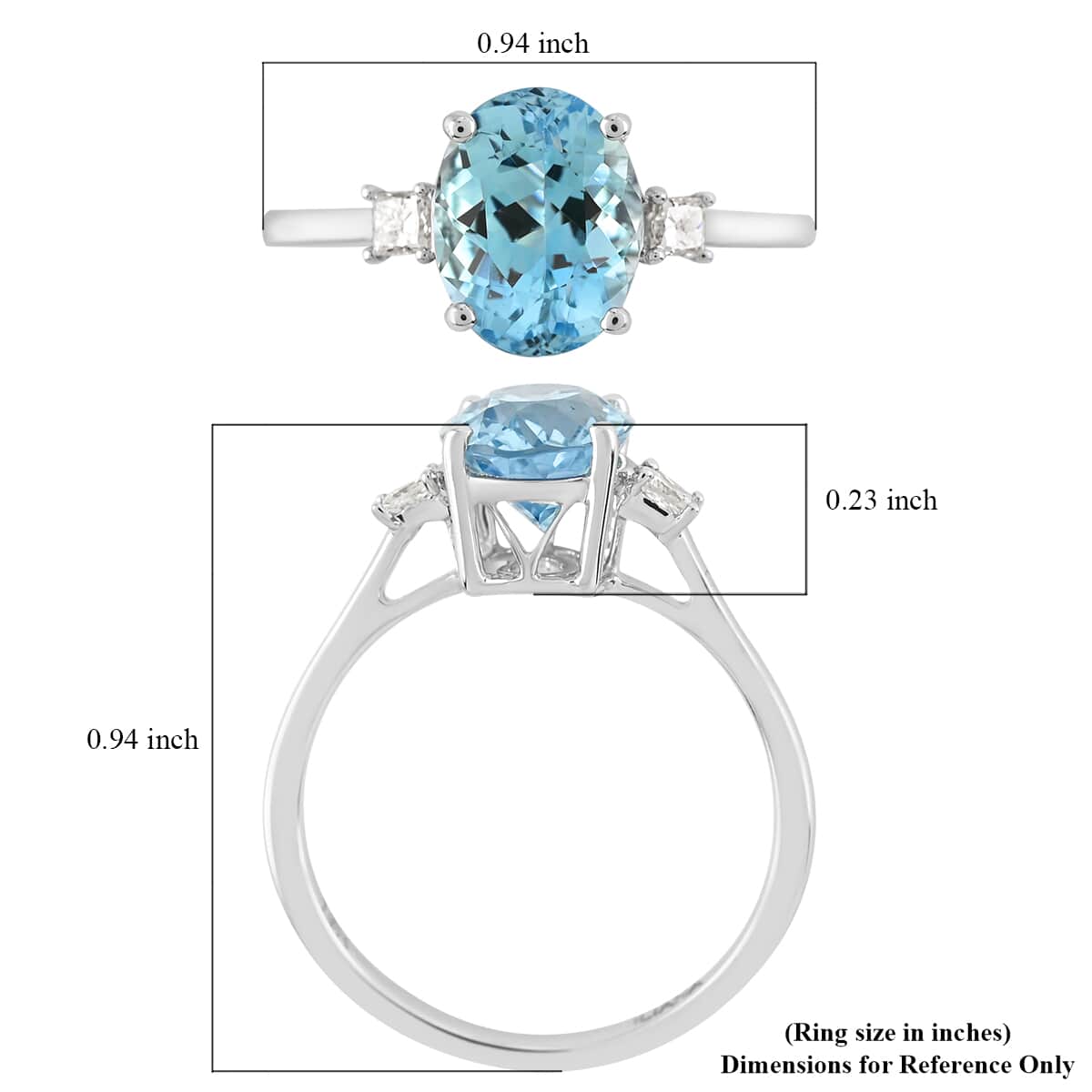 Certified & Appraised ILIANA 18K White Gold AAA Santa Maria Aquamarine and G-H SI Diamond Ring 2.35 Grams 2.00 ctw image number 5