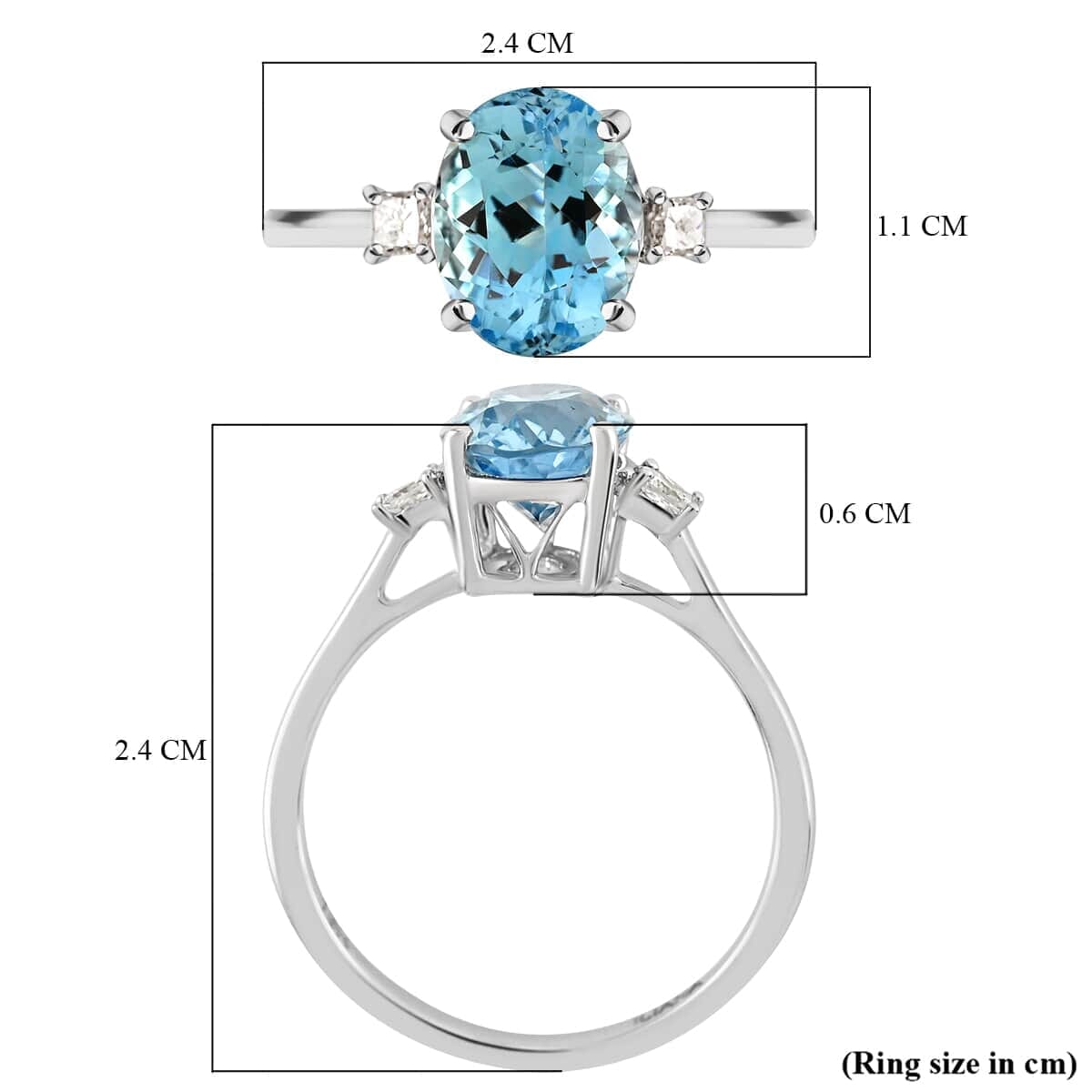 Certified Iliana AAA Santa Maria Aquamarine and G-H SI Diamond 2.00 ctw Ring in 18K White Gold (Size 7.0) image number 5