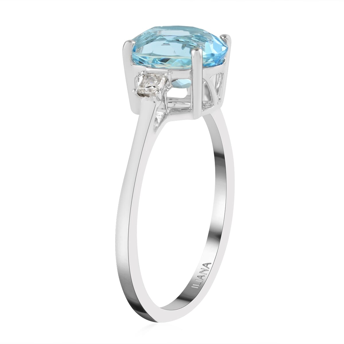 Certified & Appraised Iliana AAA Santa Maria Aquamarine and G-H SI Diamond 2.00 ctw Ring in 18K White Gold (Size 9.0) image number 3