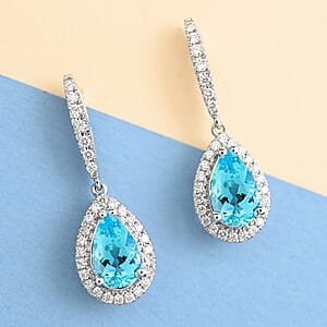 Certified Iliana AAA Santa Maria Aquamarine and G-H SI Diamond 2.00 ctw Dangle Earrings in 18K White Gold 4.20 Grams