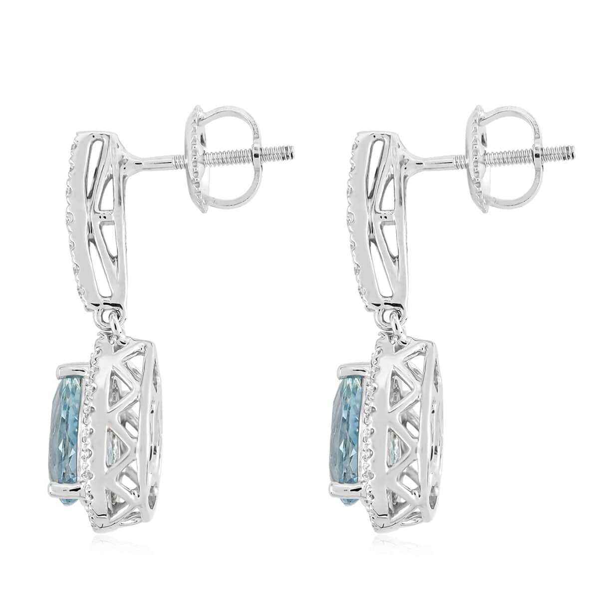 Certified Iliana 18K White Gold AAA Santa Maria Aquamarine and G-H SI Diamond Dangle Earrings 4.20 Grams 2.00 ctw image number 3