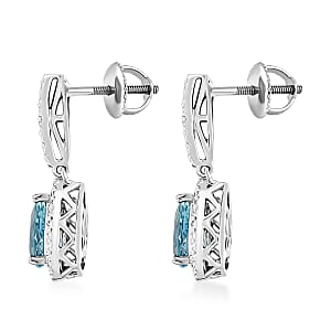 Certified Iliana AAA Santa Maria Aquamarine and G-H SI Diamond 2.00 ctw Dangle Earrings in 18K White Gold 4.20 Grams