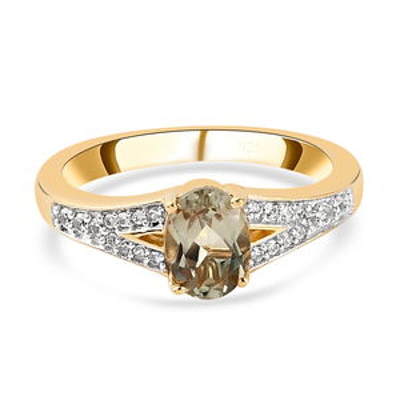 Turkizite and Multi Gemstone 0.99 ctw Ring in Vermeil Yellow Gold Over Sterling Silver (Size 10)