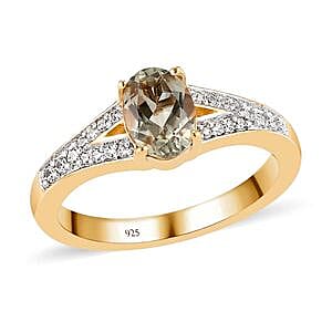 Turkizite and Multi Gemstone 0.99 ctw Ring in Vermeil Yellow Gold Over Sterling Silver (Size 10)