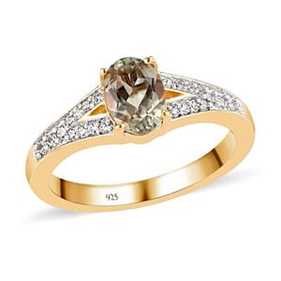 Turkizite and Multi Gemstone 0.99 ctw Ring in Vermeil Yellow Gold Over Sterling Silver (Size 10)
