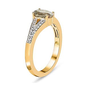 Turkizite and Multi Gemstone 0.99 ctw Ring in Vermeil Yellow Gold Over Sterling Silver (Size 10)