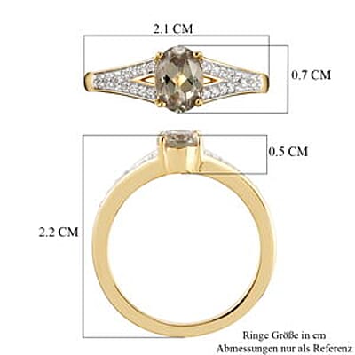 Turkizite and Multi Gemstone 0.99 ctw Ring in Vermeil Yellow Gold Over Sterling Silver (Size 10)