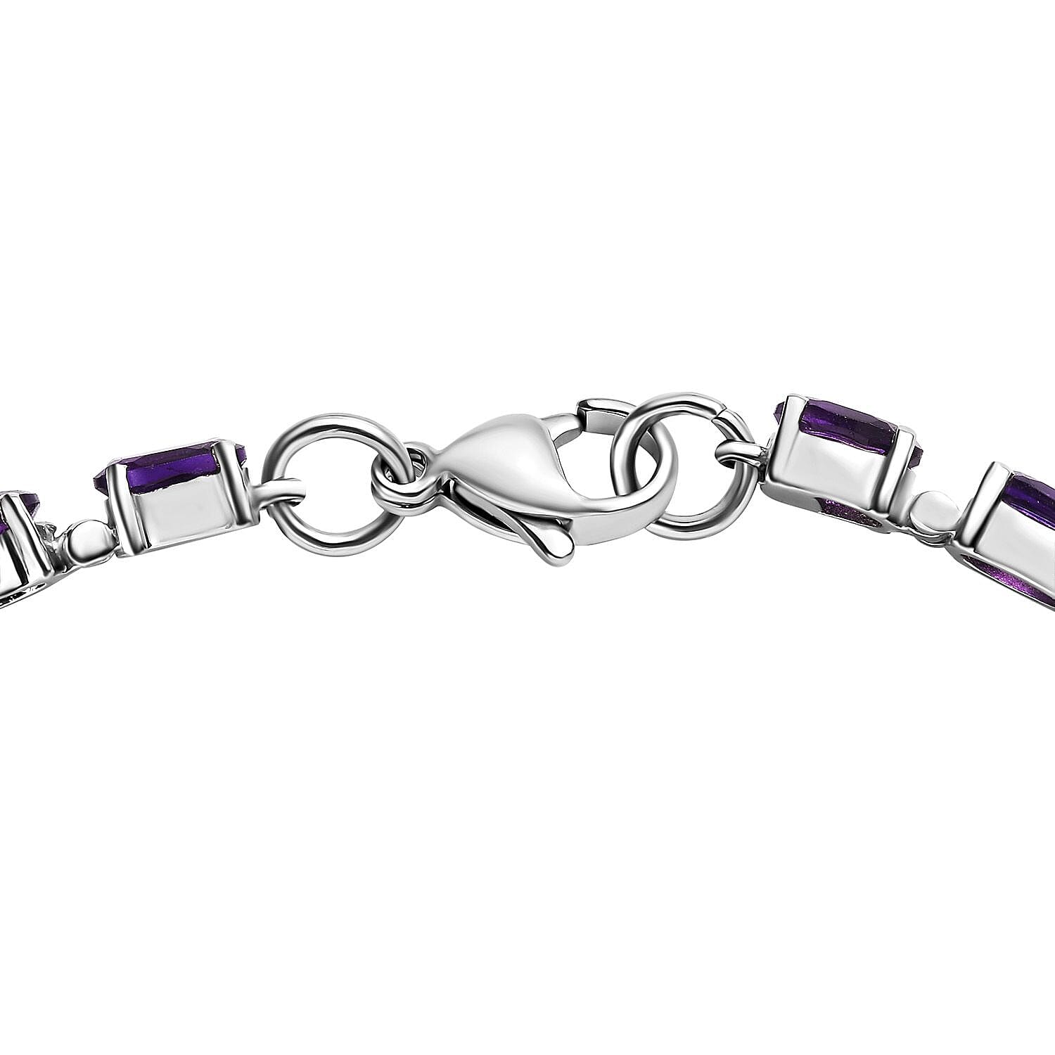 African Amethyst Tennis Bracelet in Stainless Steel (7.50 In) 9.25 ctw