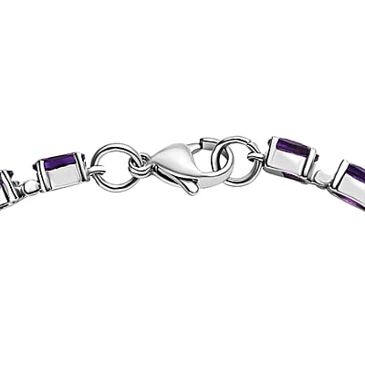 African Amethyst Tennis Bracelet in Stainless Steel (7.50 In) 9.25 ctw