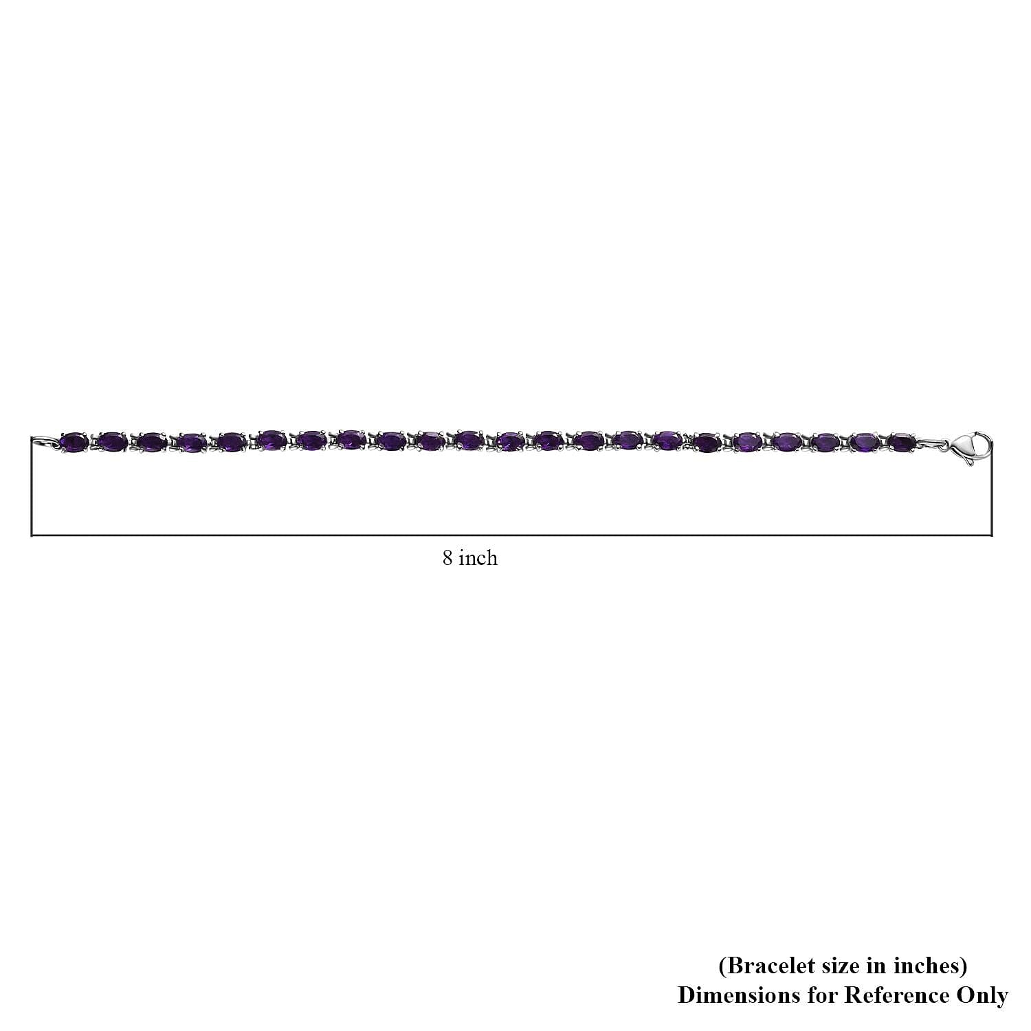African Amethyst Tennis Bracelet in Stainless Steel (7.50 In) 9.25 ctw