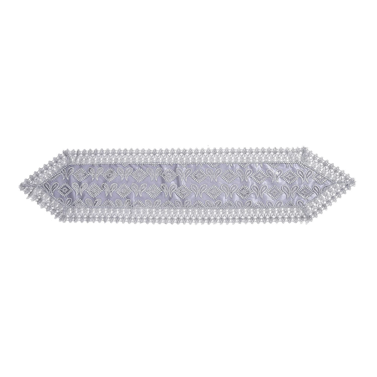 Homesmart Gray and Silver Paisley Pattern Polyester Lace Table Runner