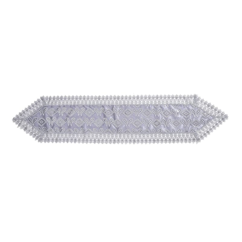 Homesmart Gray and Silver Paisley Pattern Polyester Lace Table Runner
