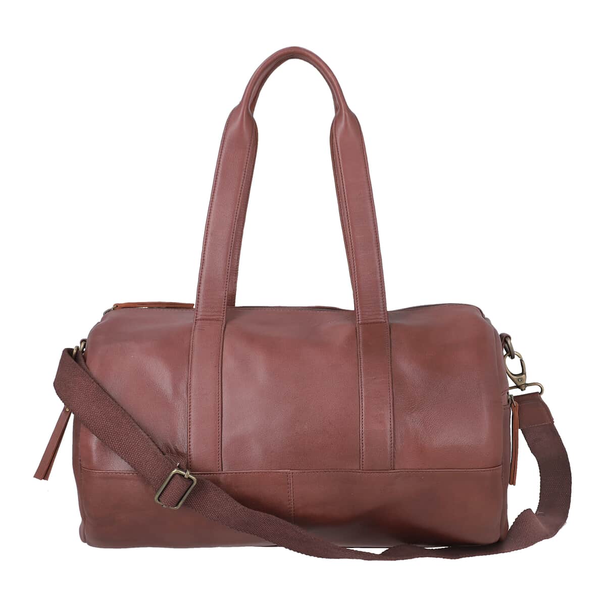 "100% Genuine Vintage Leather Duffle Bag, Color: Dark Brown, Size : 15L x 9.75HX10W inch" image number 0