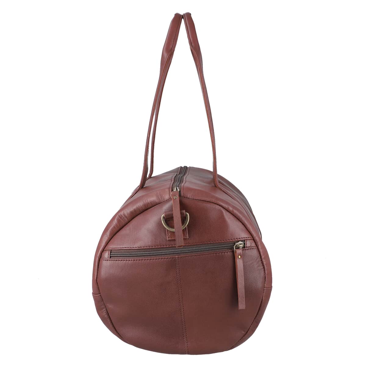 "100% Genuine Vintage Leather Duffle Bag, Color: Dark Brown, Size : 15L x 9.75HX10W inch" image number 6