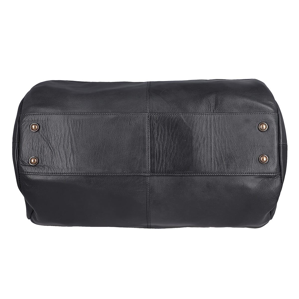 Black Genuine Leather Duffel Bag image number 5