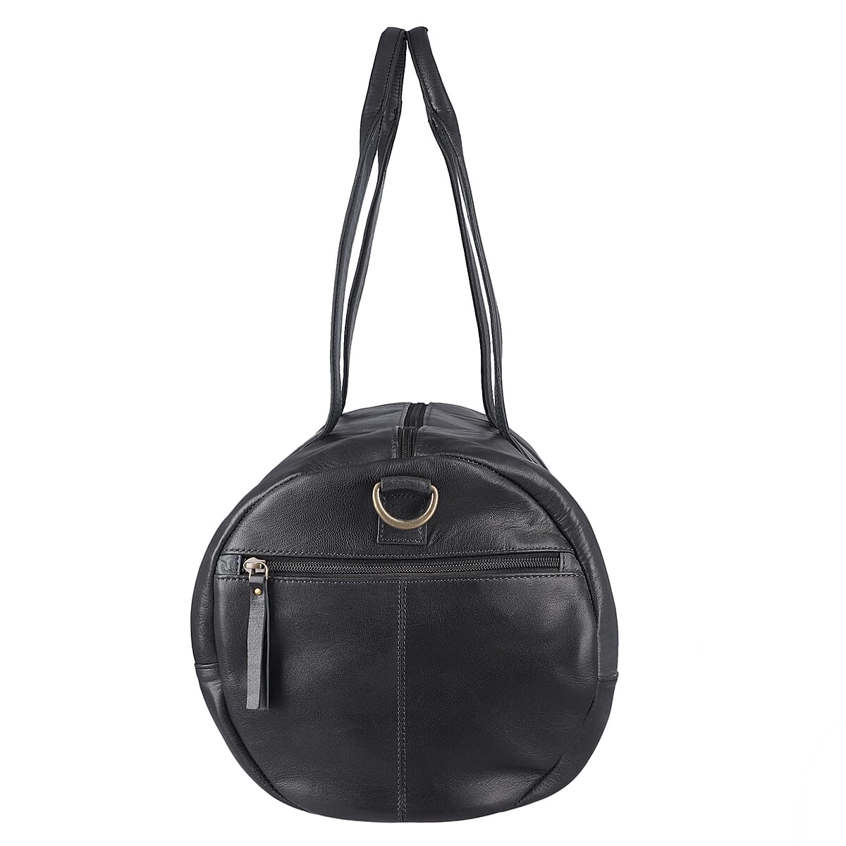 Black Genuine Leather Duffel Bag image number 6