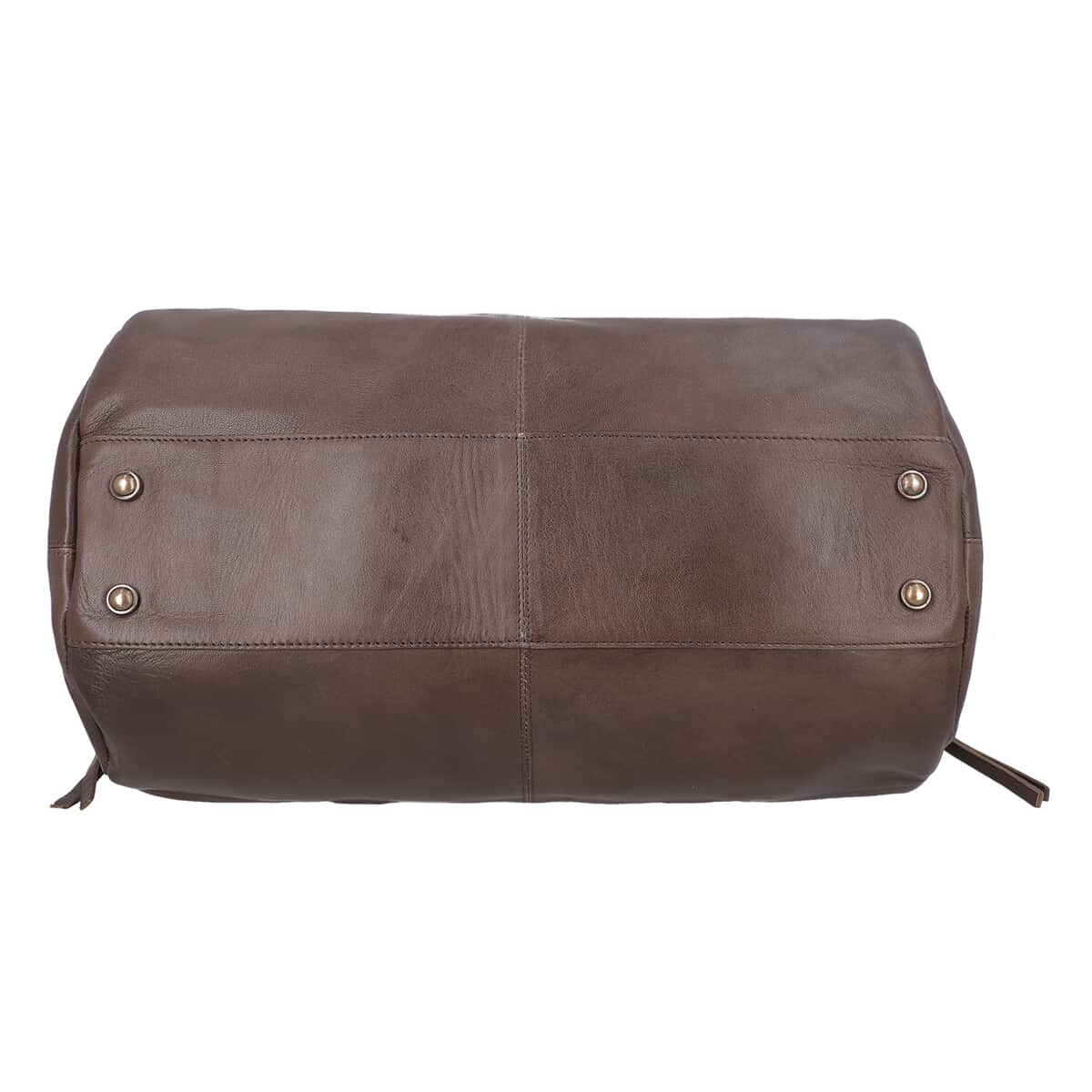 Dark Brown Genuine Leather Duffel Bag image number 5