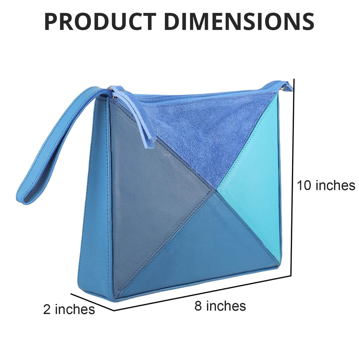 "100% Genuine leather Collapsible Crossbody Bag Size: 8Lx10Hx2W inches Color: Blue " image number 4