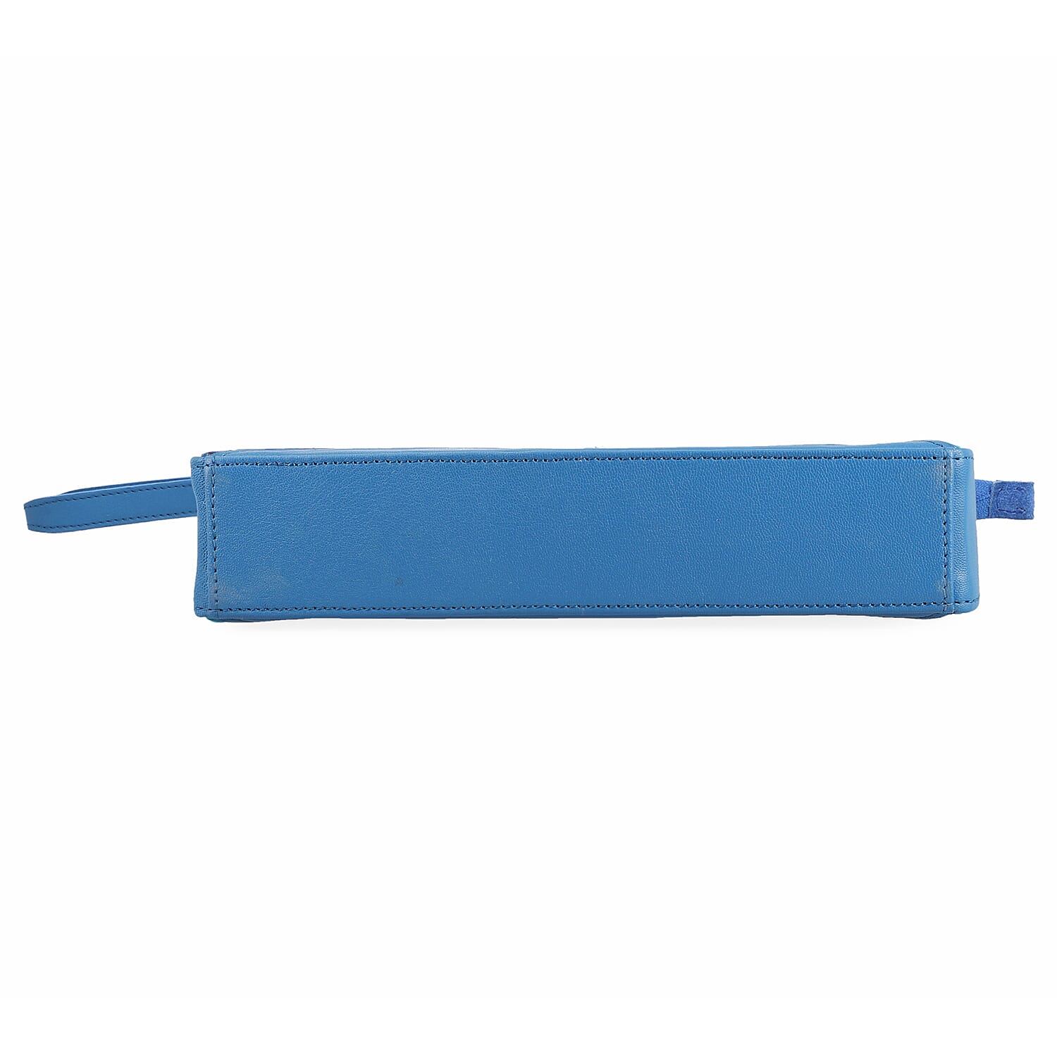 Blue Genuine Leather Collapsible Crossbody Bag