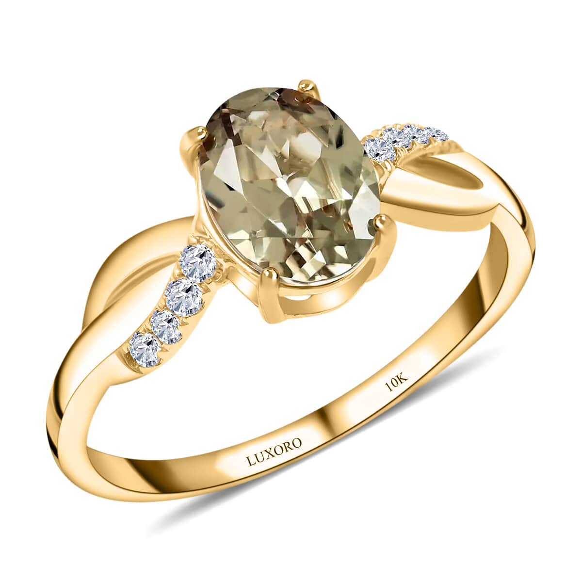 Luxoro 10K Yellow Gold AAA Turkizite and G-H I2 Diamond Ring (Size 10.0) 1.40 ctw image number 0