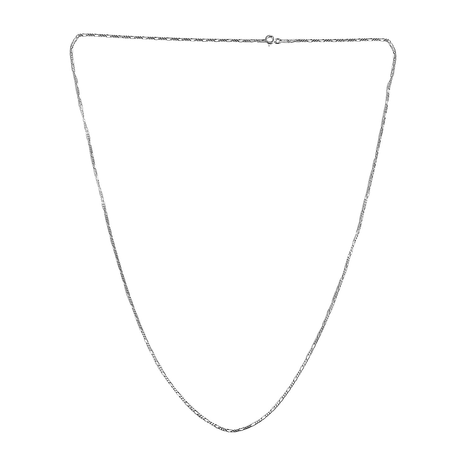 Italian Sterling Silver Figaro Chain Necklace 24 Inches 1.3mm 2.90 Grams