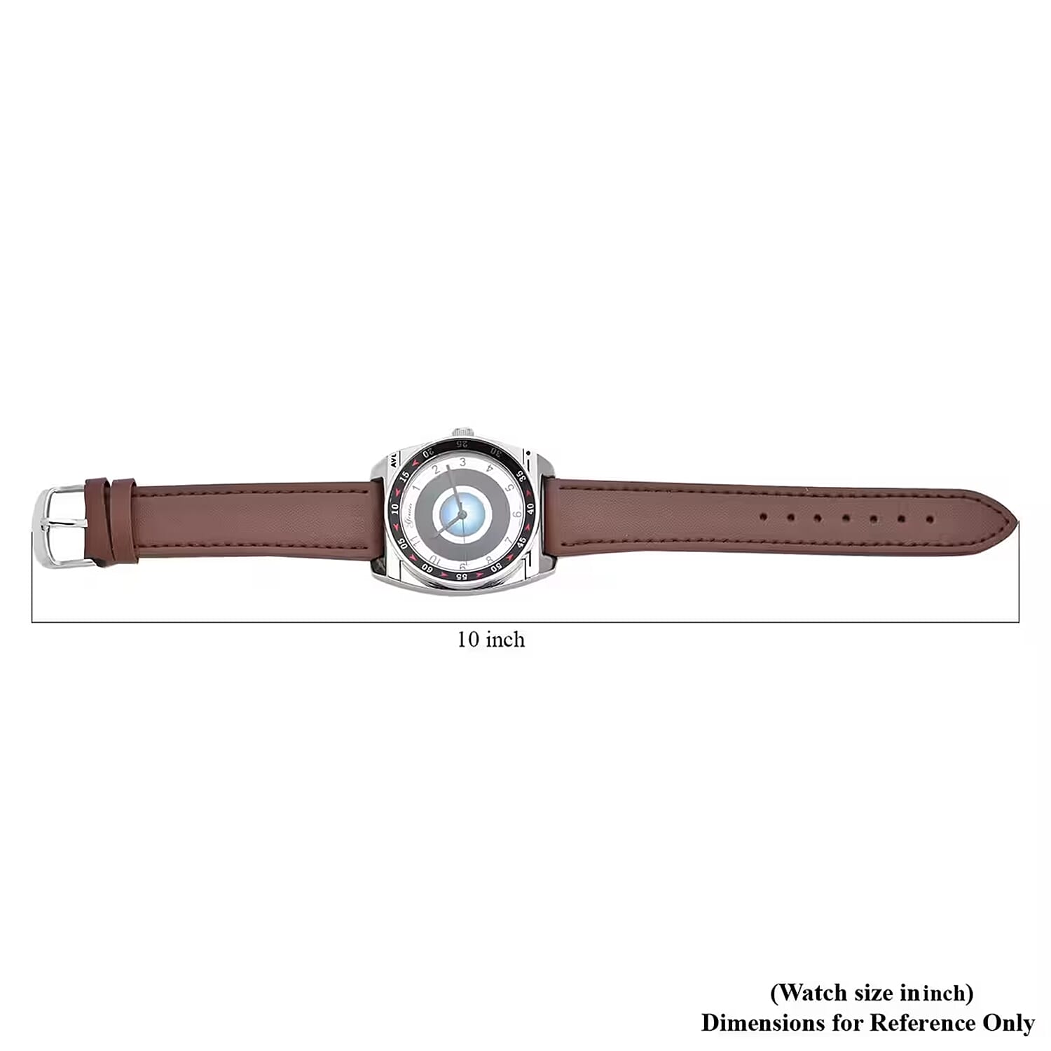 Genoa Miyota Japanese Movement Rotating Bezel Watch with Brown Genuine Leather Strap (39.80mm) (7.0-8.5 Inch)
