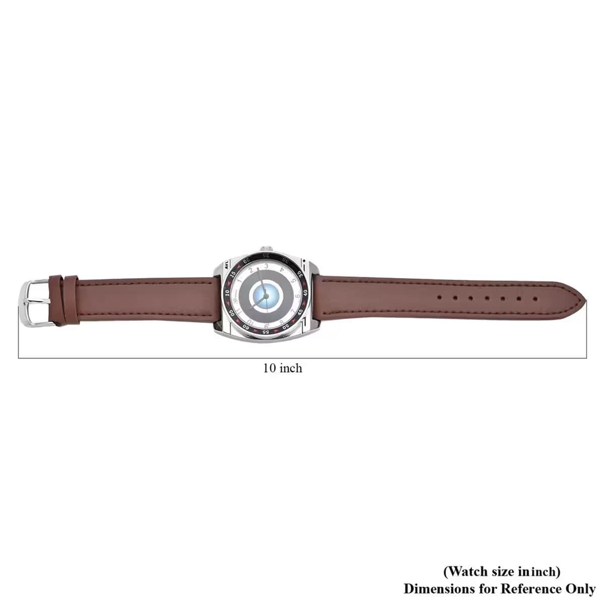 Genoa Miyota Japanese Movement Rotating Bezel Watch with Brown Genuine Leather Strap (39.80mm) (7.0-8.5 Inch) image number 8