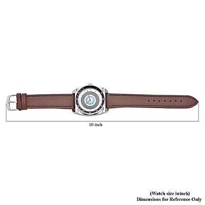 Genoa Miyota Japanese Movement Rotating Bezel Watch with Brown Genuine Leather Strap (39.80mm) (7.0-8.5 Inch)