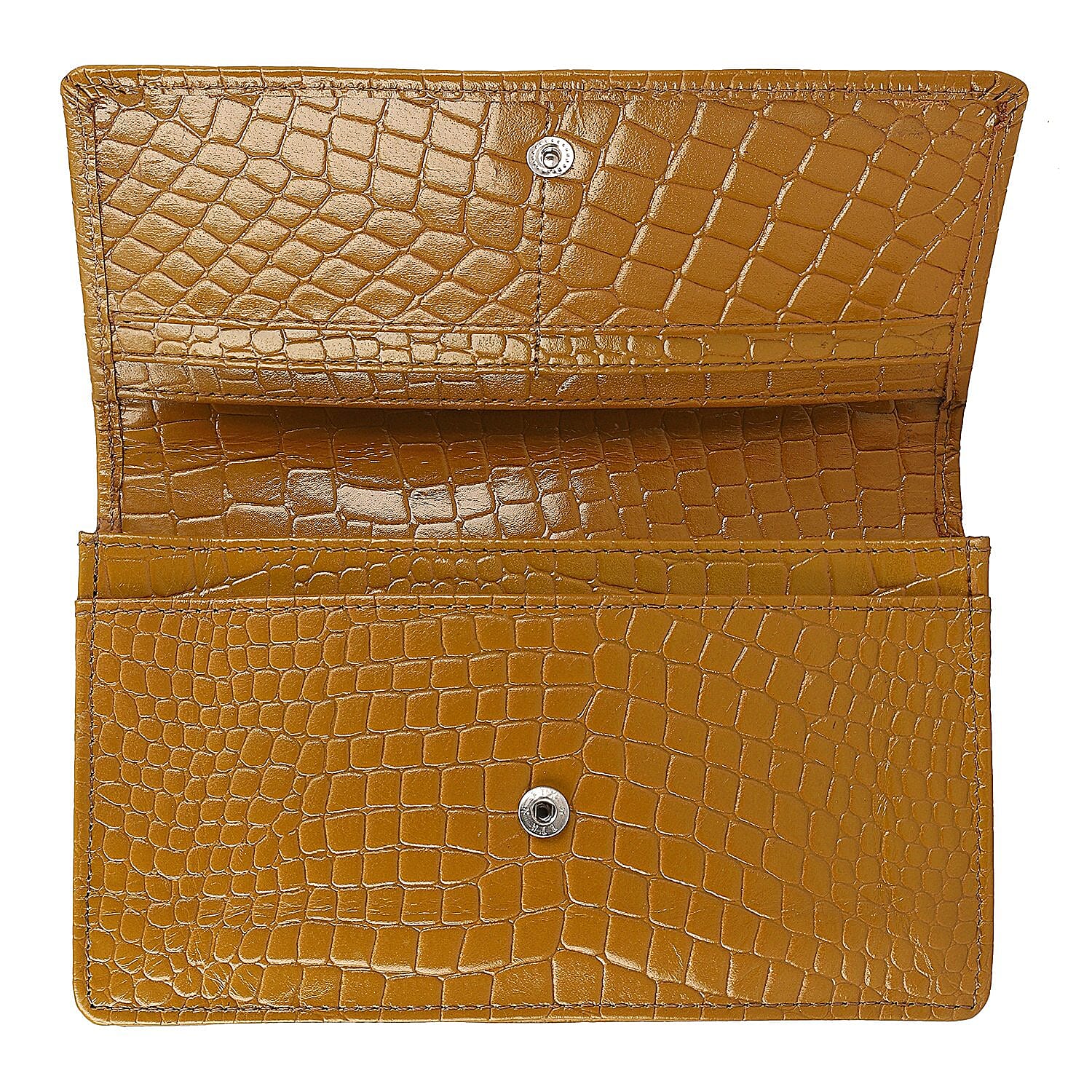 "Croco Embossed Genuine Leather Mobile Phone Wallet Size: 7.4(L)x1(W)x4.5(H) Inches Color: Turquoise"