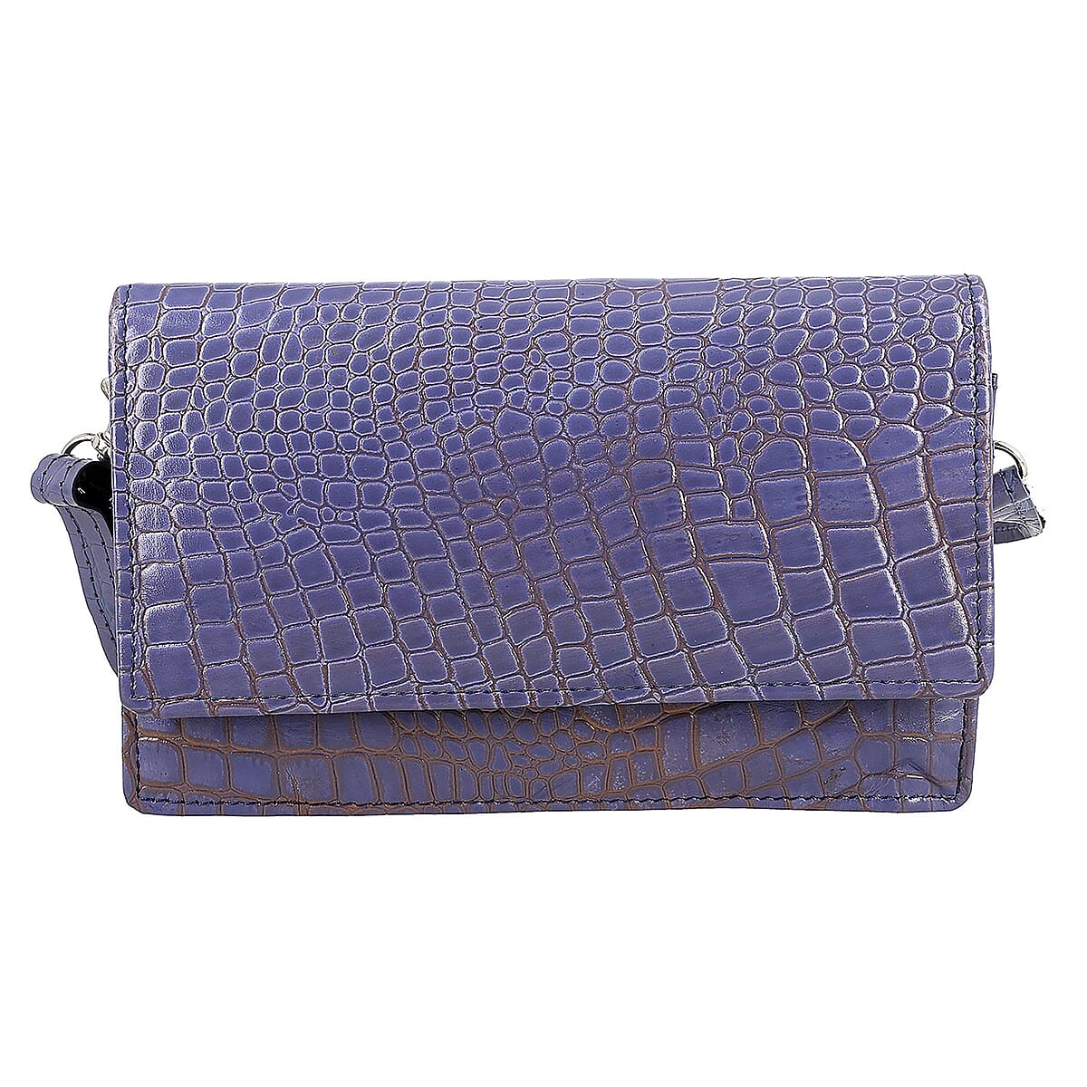 Buy Lavender Croco Embossed Mobile Case Genuine Leather Crossbody