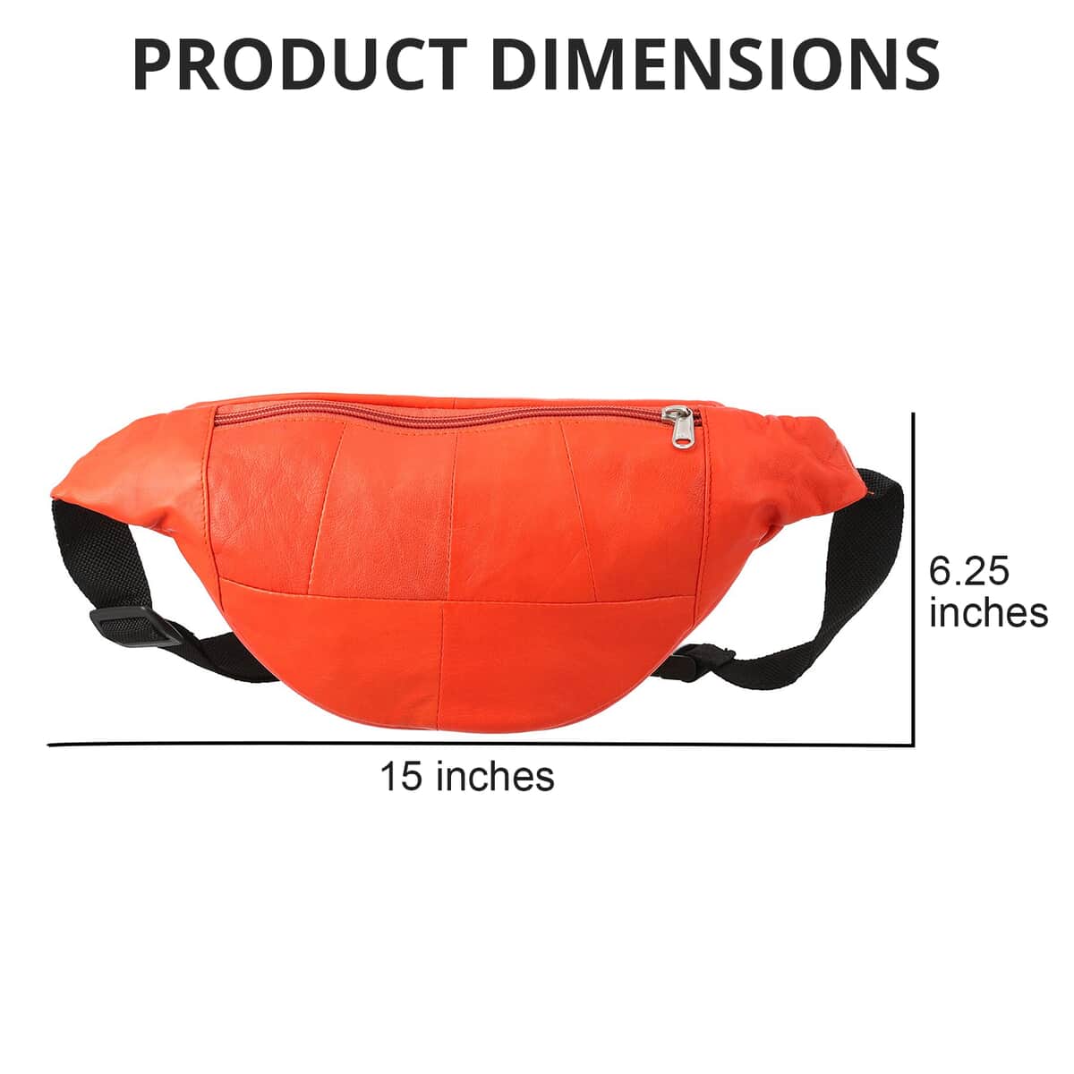 "RFID Protected 100% Genuine Leather Fanny Bag Size: 15x6.25 inches Color: Red" image number 4