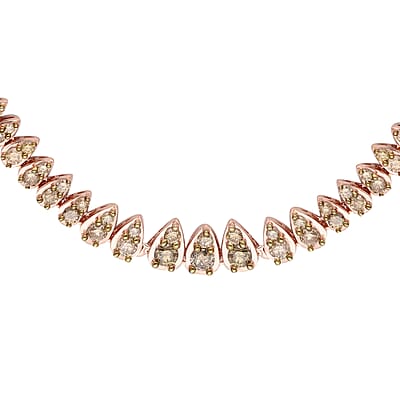 Natural Champagne Diamond Necklace 18 Inches in Vermeil Rose Gold Over Sterling Silver 5.00 ctw