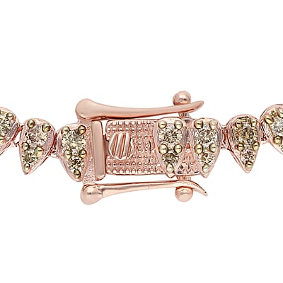 Natural Champagne Diamond Necklace 18 Inches in Vermeil Rose Gold Over Sterling Silver 5.00 ctw