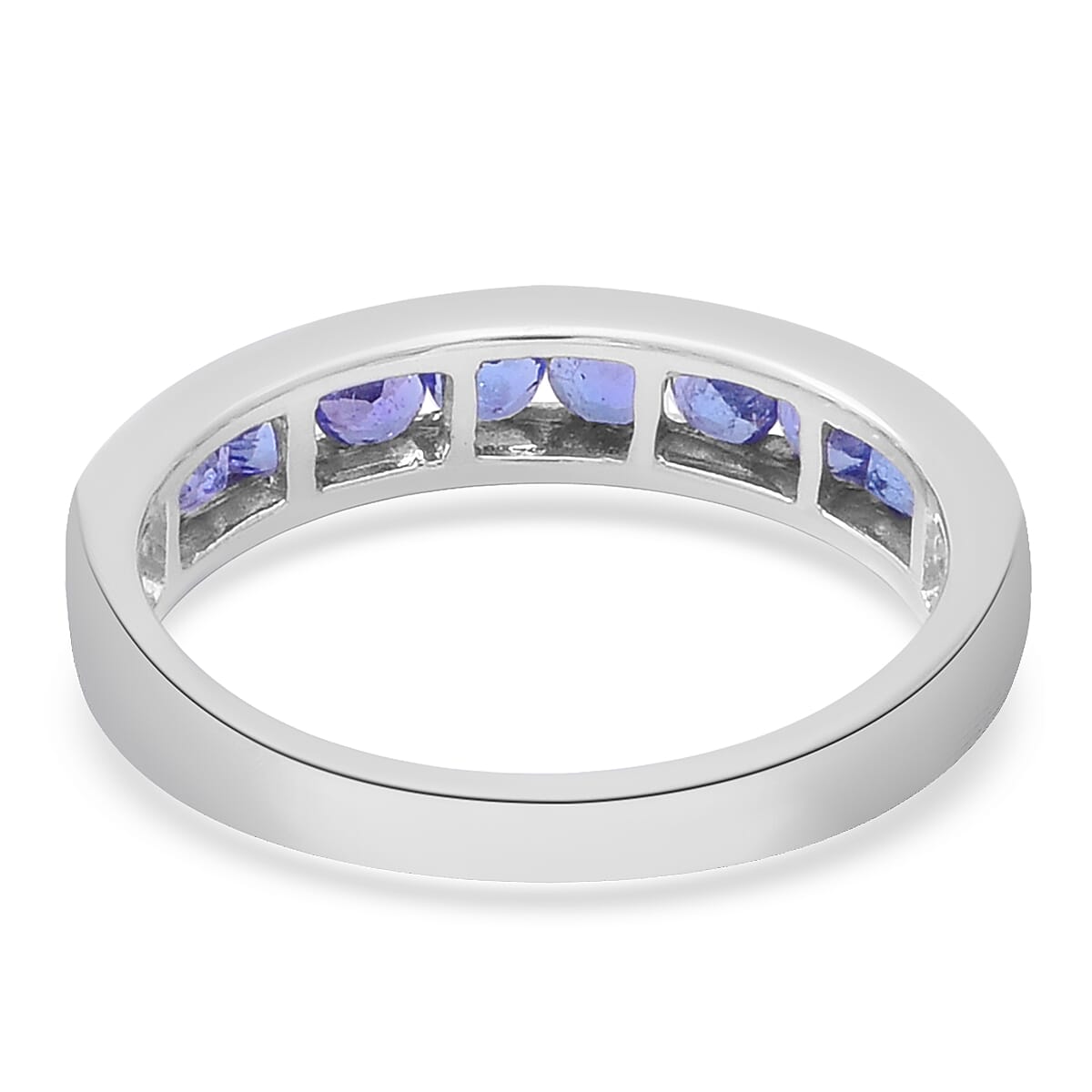 Tanzanite Half Eternity Band Ring in Platinum Over Sterling Silver (Size 10.0) 1.00 ctw image number 3