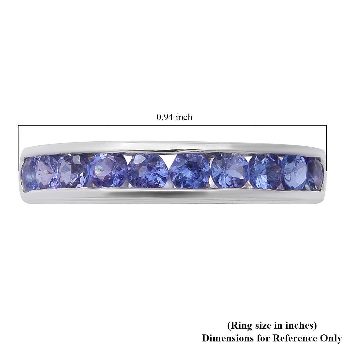 Tanzanite Half Eternity Band Ring in Platinum Over Sterling Silver (Size 10.0) 1.00 ctw image number 4