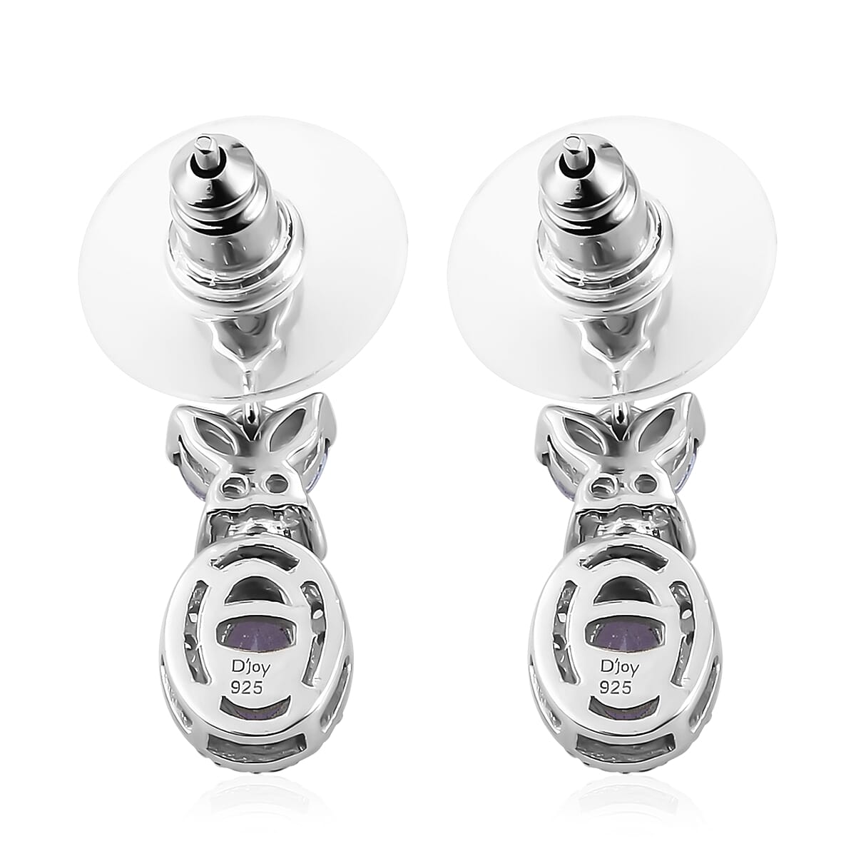 Tanzanite and White Zircon Dangling Earrings in Platinum Over Sterling Silver 2.10 ctw