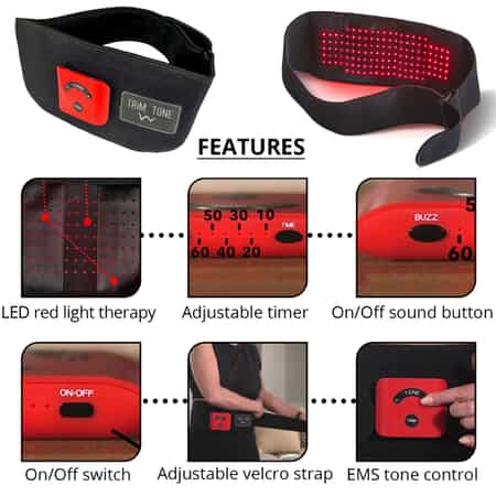 TRIM and TONE Fat Burning & Body Contouring Belt with EMS and Red Light Therapy image number 2