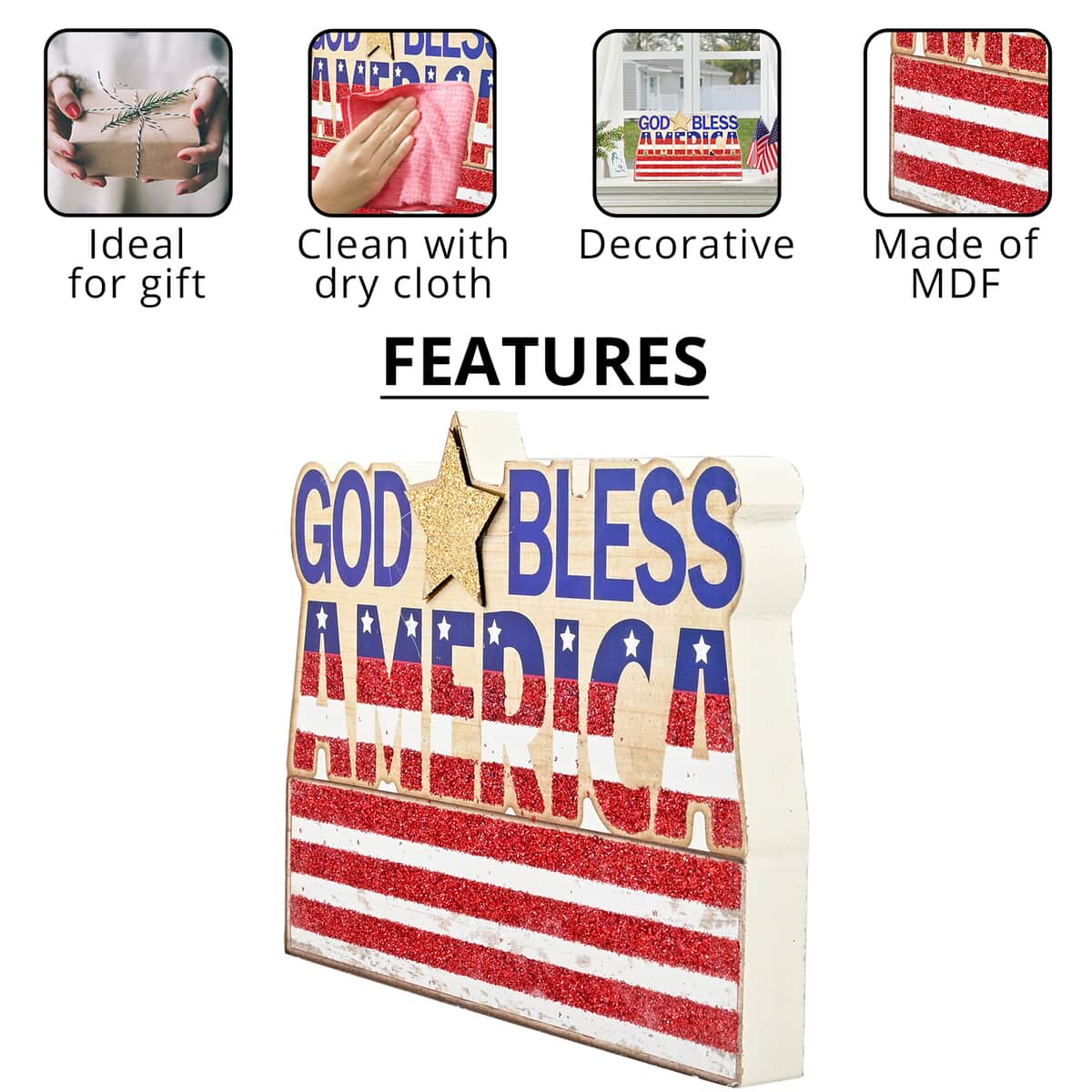 4th of July "God Bless America" Patriotic Table Top Decor image number 2