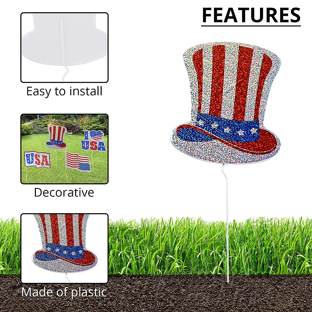 Patriotic Hat Holographic Yard Sign (28 in) image number 2